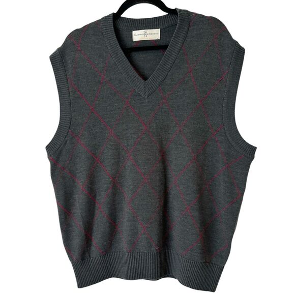 Fairway & Greene Merino Wool Argyle V Neck Golf Sweater Vest Men’s Size Large - Picture 1 of 5